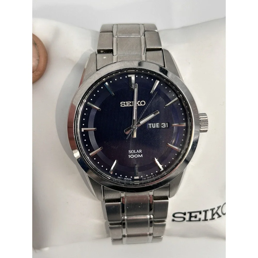 Seiko Solar Blue Men's Watch SNE361 Solar Powered